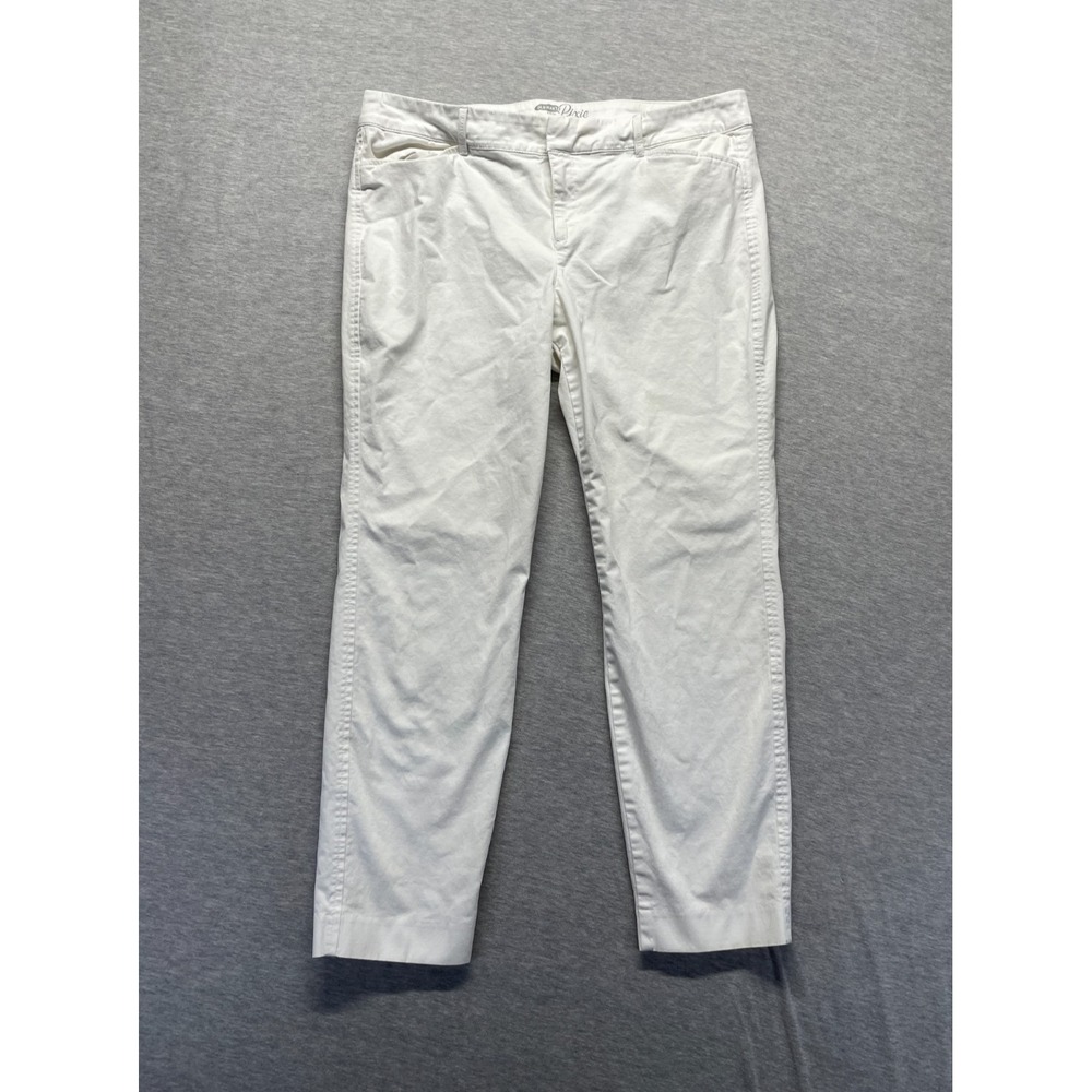 Old Navy Pixie Dress Pants Womens 14 White Cotton High Rise Straight Leg Busines